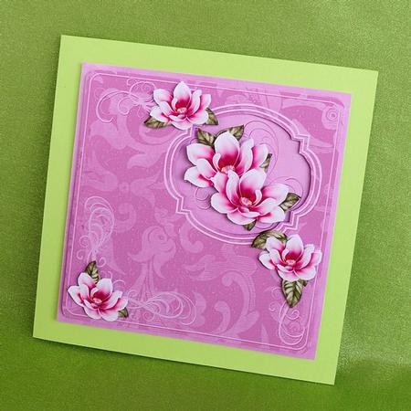 Cerise Magnolia 8in Aperture Decoupage Cf Mini Kit by Elisabeth Le Clainche