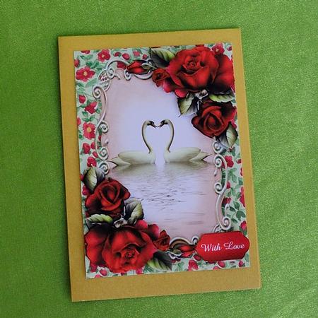 Romantic Red Roses Swan Reflection by Elisabeth Le Clainche
