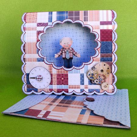 Grandpa Scalloped Tent Card (multi Use) Kit by Elisabeth Le Clainche