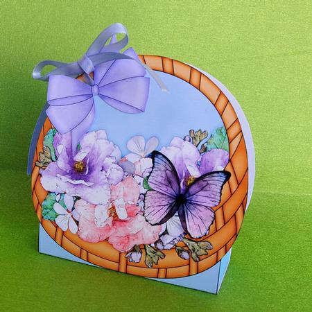3D Summer Flowers & Butterfly Basket Shaped Treat Box by Elisabeth Le Clainche