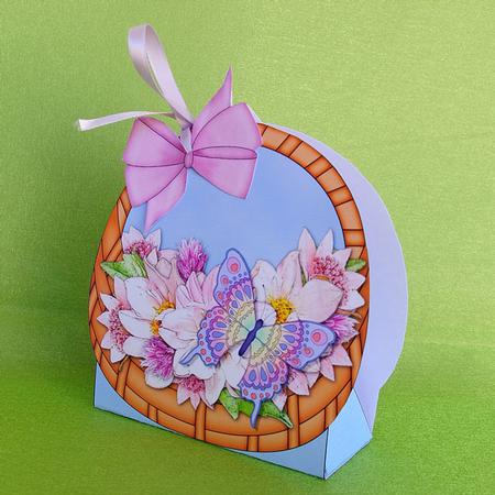 3D Butterfly & Pretty Flowers Basket Shaped Treat Box by Elisabeth Le Clainche