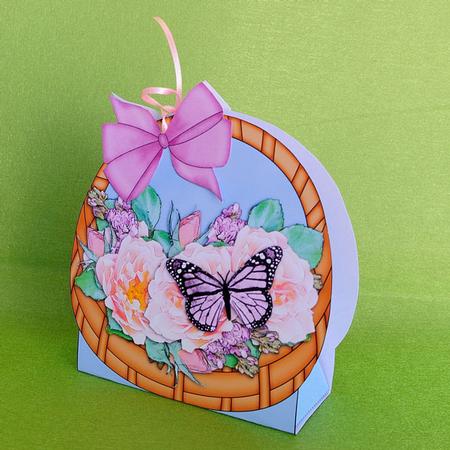 3D Butterfly & Rose Bouquet Basket Shaped Treat Box Mini Kit by Elisabeth Le Clainche