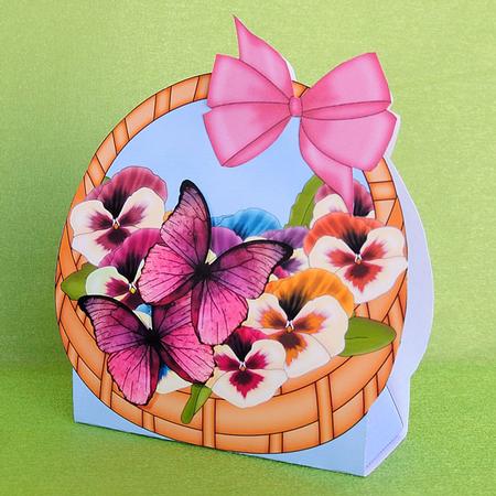 3D Pansies & Butterflies Basket Shaped Treat Box Mini Kit by Elisabeth Le Clainche