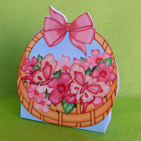 3D Violas & Butterflies Basket Shaped Treat Box Mini Kit by Elisabeth Le Clainche