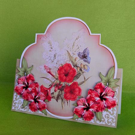 Red Hibiscus Fancy Over 3D Mini Card Kit by Elisabeth Le Clainche