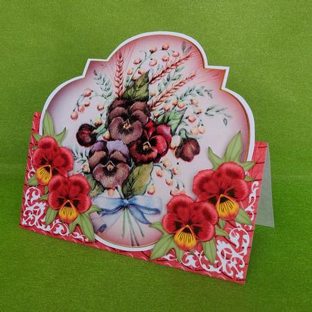 Pansy Bouquet Fancy Over 3D Mini Card Kit by Elisabeth Le Clainche