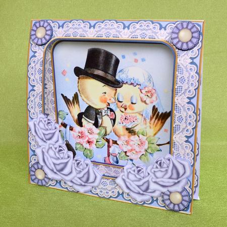 Lovebirds Blue 7inch Vintage Tent Card Mini Kit by Elisabeth Le Clainche