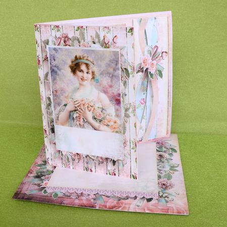 Asymmetric Fold Card Vintage by Elisabeth Le Clainche