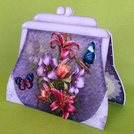 Handbag Shape Card Purple 1 by Elisabeth Le Clainche