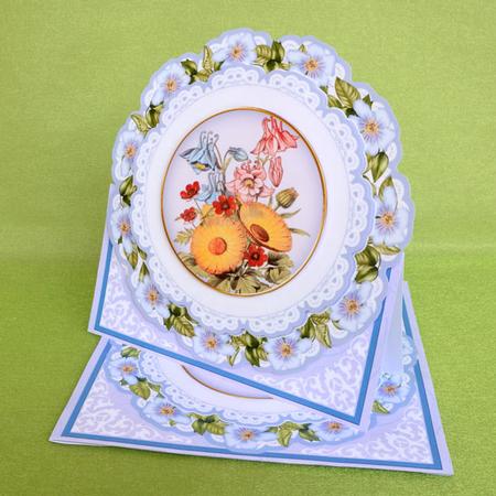 Blue Bouquet Happy Anniversary 3D Picture Doily C & E Kit by Elisabeth Le Clainche