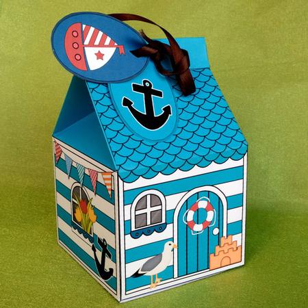 3D Beach Hut Holiday Milk Carton Money or Treat Box Mini Kit by Elisabeth Le Clainche