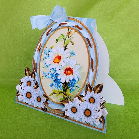 Teal Daisies Special Large Oval Card Mini Kit by Elisabeth Le Clainche