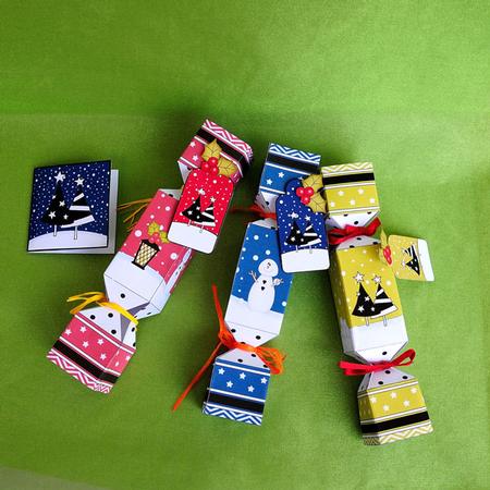 3D Xmas Trees Snowy Scene Christmas Cracker Boxes by Elisabeth Le Clainche