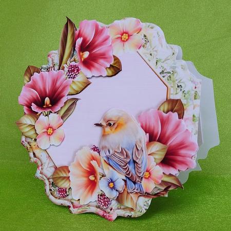 Country Birds 7x7 Tent Card Mini-kit - Hibiscus Bird by Elisabeth Le Clainche
