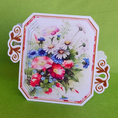 Pink Wildflowers Fancy Emerald 3D Mini Card Kit by Elisabeth Le Clainche