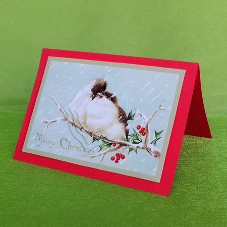 Vintage Christmas Birds on Branch Splendid Pyramid by Elisabeth Le Clainche