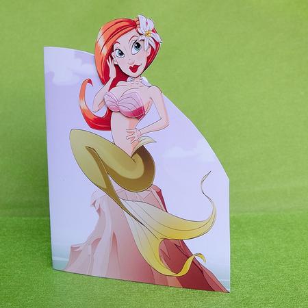 Redhead Mermaid Dudess Shaped Card by Elisabeth Le Clainche