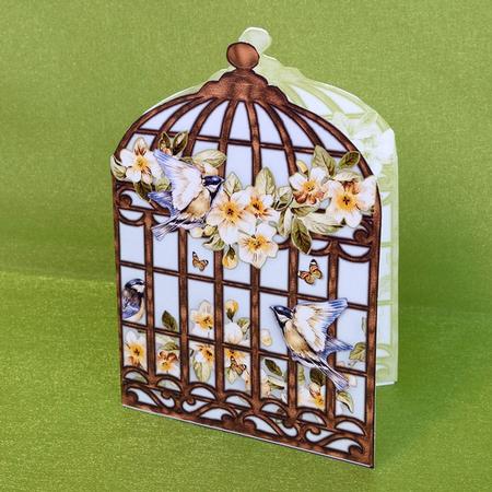 Bluetit in a Gilded Cage - Shaped Cut & Fold Mini Kit by Elisabeth Le Clainche