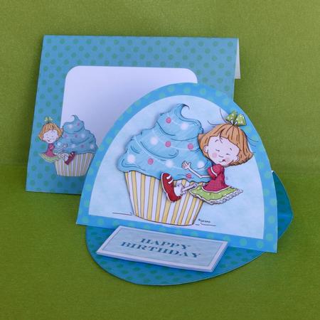 Sally's Cupcake Oval Easel Card by Elisabeth Le Clainche