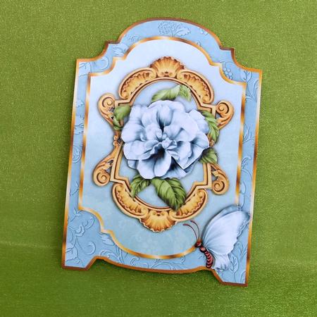 A Rose Blue Screen Card Front with Step by Step by Elisabeth Le Clainche