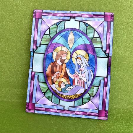 Nativity Stained Glass Window - Decoupage Card Topper by Elisabeth Le Clainche