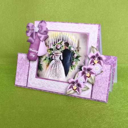 Lilac Couple Wedding Day Folded Stand-up Card Mini Kit by Elisabeth Le Clainche