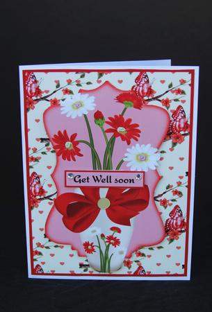 Get Well Pink Butterflies and Flowers by Elizabeth A Sanders