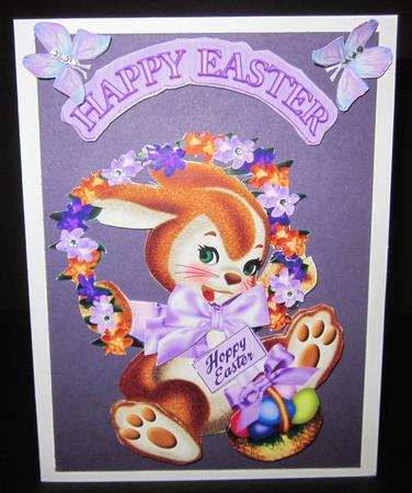 Easter Bunny with Flowers & Easter Eggs by Elizabeth A Sanders
