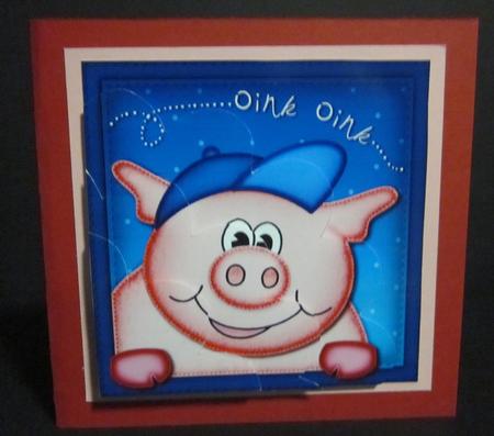 Ziggy Piggy Shell Edged Corner Side Stacker by Elizabeth A Sanders