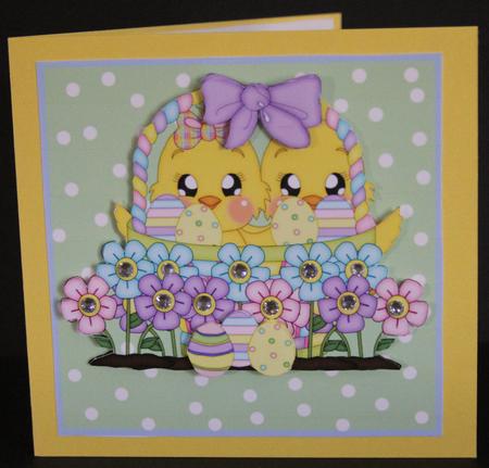 Cute Easter Chick and Basket Quick Card by Elizabeth A Sanders