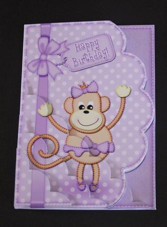A5 Tu Tu Monkey Scallop Corner Side Stacker by Elizabeth A Sanders