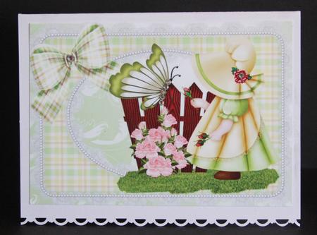 Little Bonnet Girl in the Garden A4 by Elizabeth A Sanders