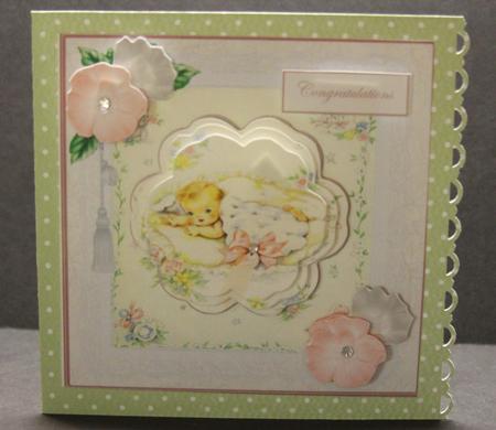Vintage Baby Card with a Petal Stacker by Elizabeth A Sanders