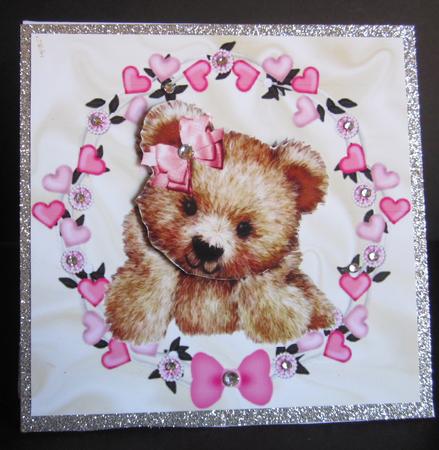 Be Mine, Cuddly Brown Teddy in Heart Frame 8x8 by Elizabeth A Sanders