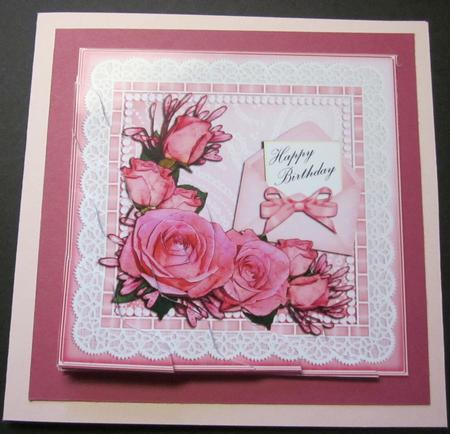 Birthday Roses Lace N Pearls Wavy Corner Side Stacker by Elizabeth A Sanders