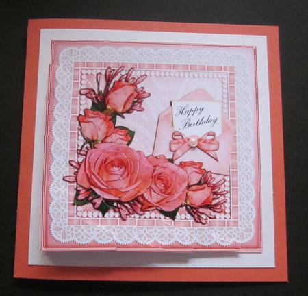Birthday Roses Lace N Pearls Wavy Corner Side Stacker by Elizabeth A Sanders
