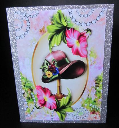 Ladies Hat on a Stand with Pretty Flowers by Elizabeth A Sanders