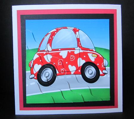 Funky Love Bug Car Wavy Corner Side Stacker Topper by Elizabeth A Sanders