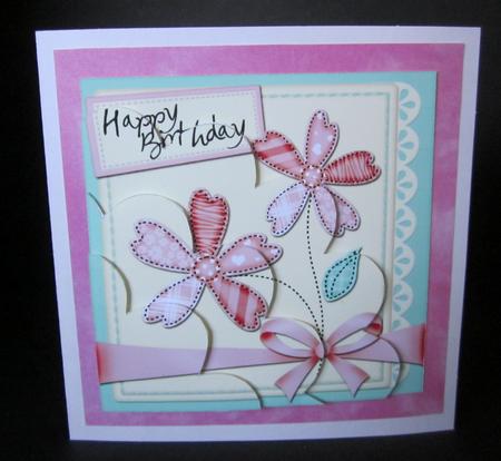 Birthday Flowers & Lace Shell Edged Corner Stacker by Elizabeth A Sanders