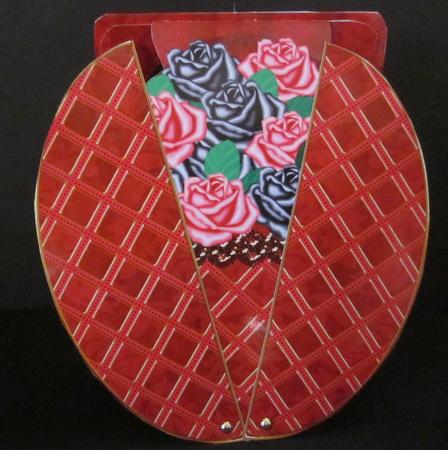 Blk Cerise Roses 3D Fab Opening Egg Card Mini Kit by Elizabeth A Sanders