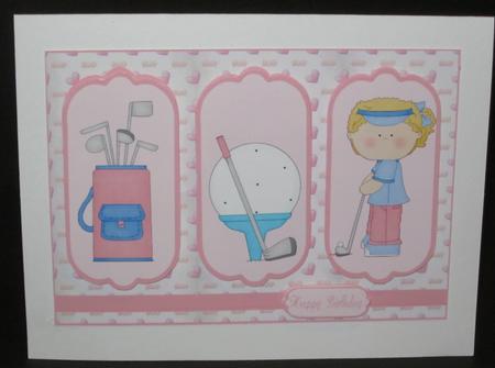 Golfer Girl Card Front by Elizabeth A Sanders