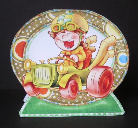 Boy in Racing Car, Quick Card by Elizabeth A Sanders