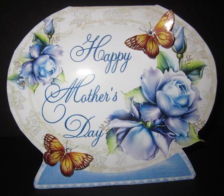 Blue Roses for Mothers Day with Butterflies Quick Card by Elizabeth A Sanders