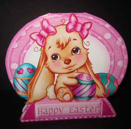 Cute Easter Bunny with Eggs, Quick Card by Elizabeth A Sanders