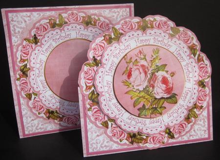 Pink Roses Happy Birthday 3D Picture Doily C & E Kit by Elizabeth A Sanders