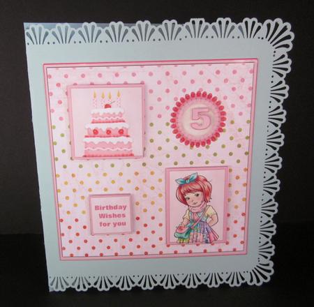 Patchwork Girl's Age Card by Elizabeth A Sanders