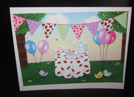 Garden Tea Party A5 Card Decoupage Mini Kit by Elizabeth A Sanders