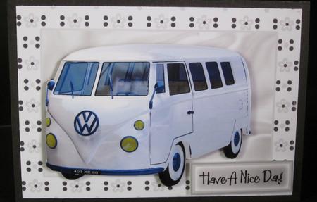 White Volkswagen Vw in Silver Floral Frame by Elizabeth A Sanders