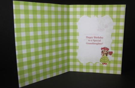 Granddaughter Birthday Insert - Cute Girl with Flowers by Elizabeth A Sanders