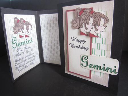 Gemini Zodiac Card and Insert by Elizabeth A Sanders